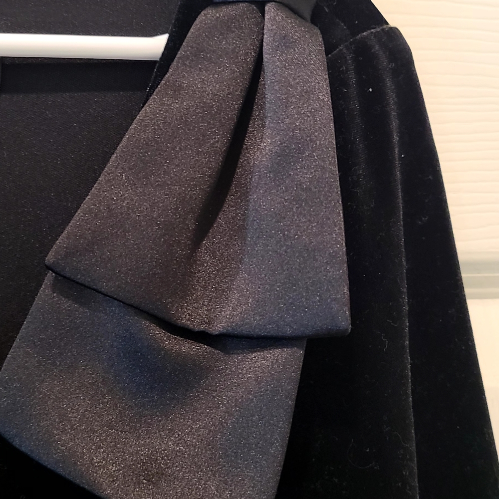 Elegant Black Velvet Dress with Bow Detail